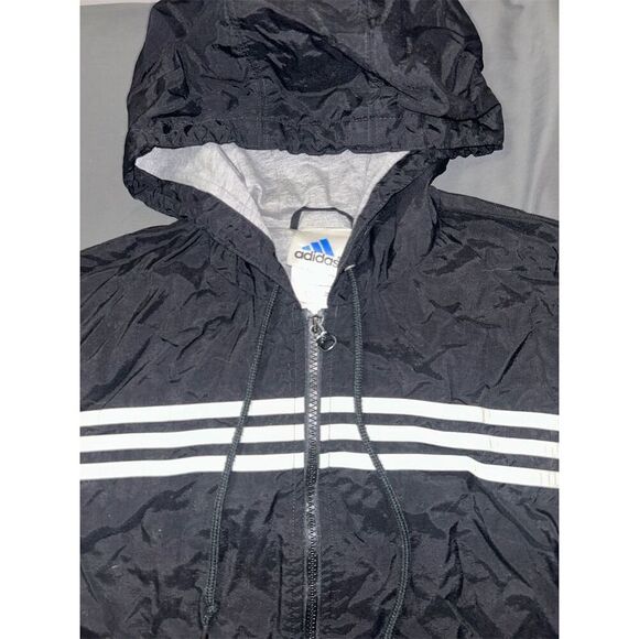 Adidas Black Hooded Jacket Size Large Casual Zip-Up - Picture 3 of 4